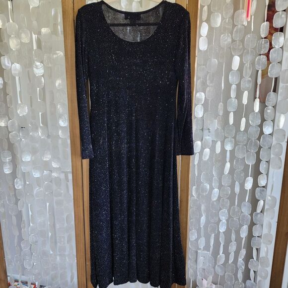Vintage Women's Ronni Nicole Petites Black holo sparkle Bodycon dress size 10P - Picture 2 of 6